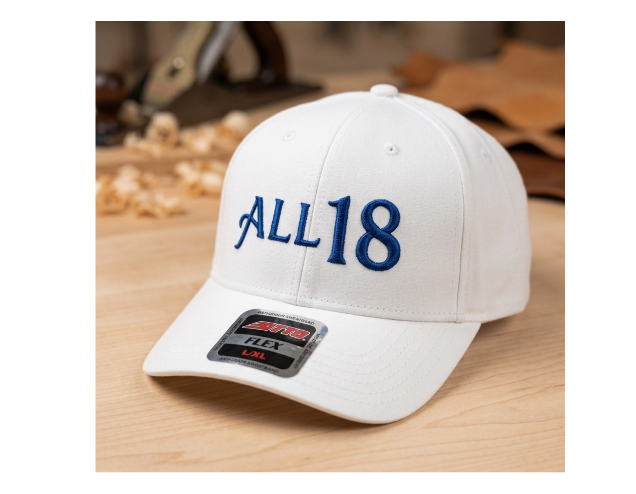ALL 18 GOLF 3D Puff Performance Cap – White | FLEX FIT – SMP