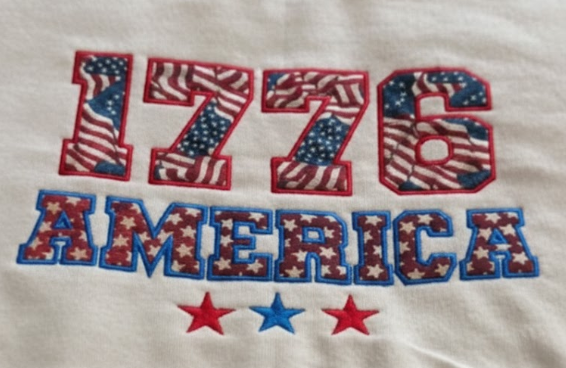 1776 America Sweatshirt (Embroidered Applique)