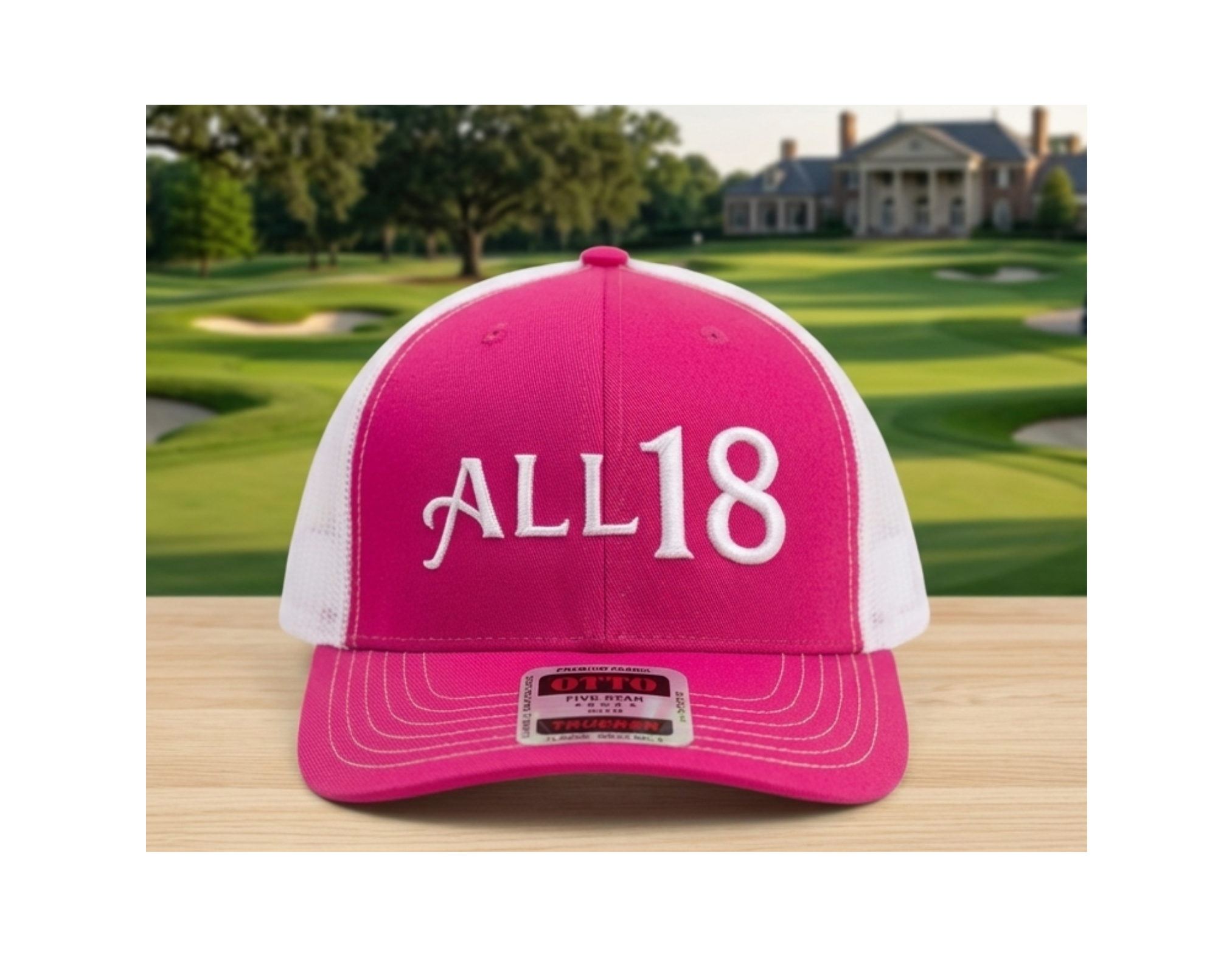ALL 18 GOLF SNAPBACK 3D PUFF EMBROIDERY PINK/WHITE