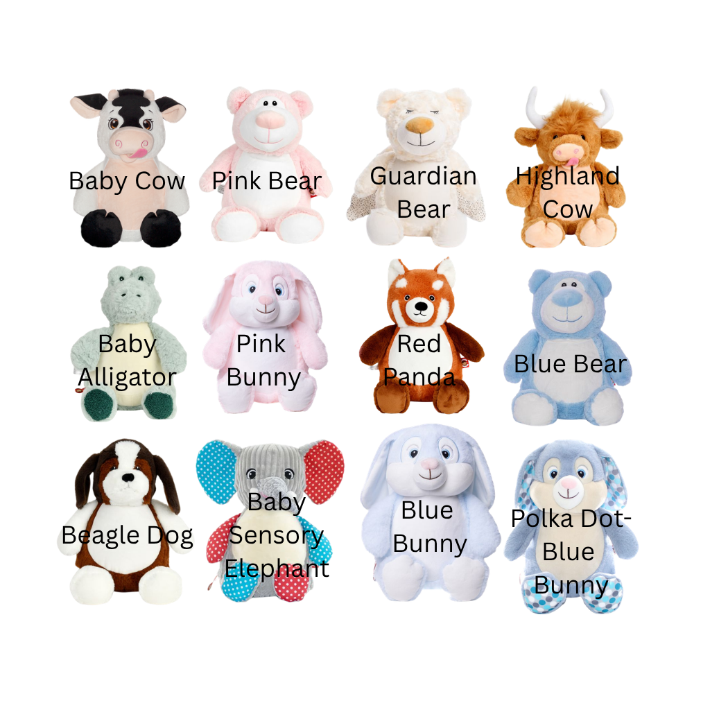 Personalized Embroidered Cubbies Stuffed Animals - Custom Keepsake Plush Gift for Baby & Kids