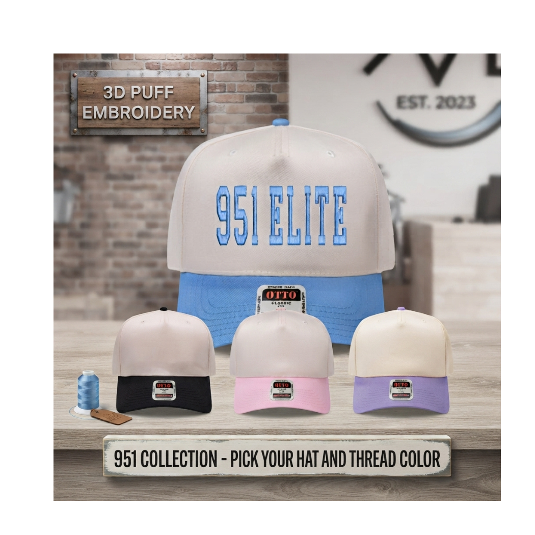 951 ELITE 3D Puff 5 Panel Mid Profile Baseball Cap