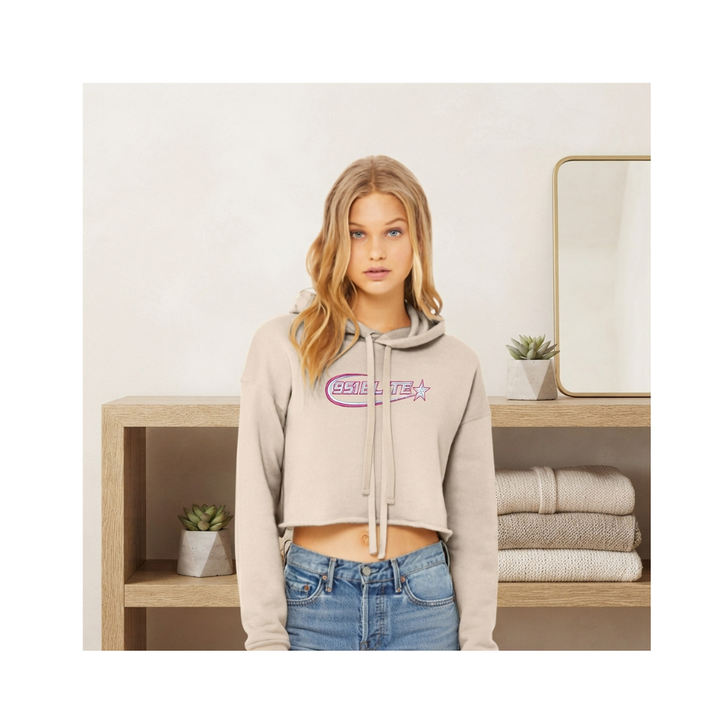 951 Elite Volleyball BELLA+CANVAS Women's Embroidered Cropped Fleece Hoodie