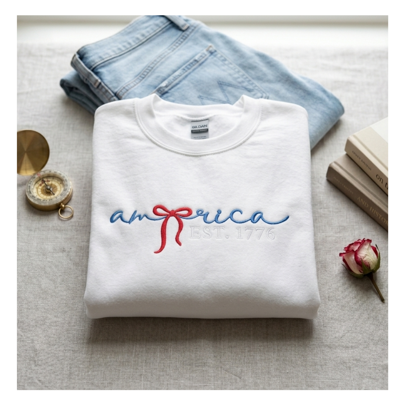 America Est. 1776 Embroidered Crewneck