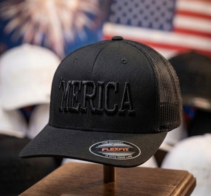'Merica 3D Puff Flexfit Embroidery Hat