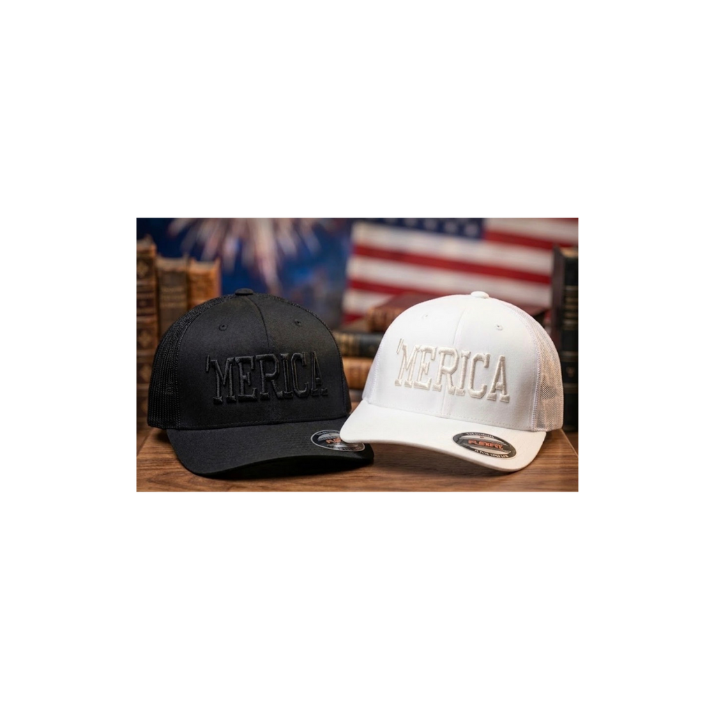 'Merica 3D Puff Flexfit Embroidery Hat