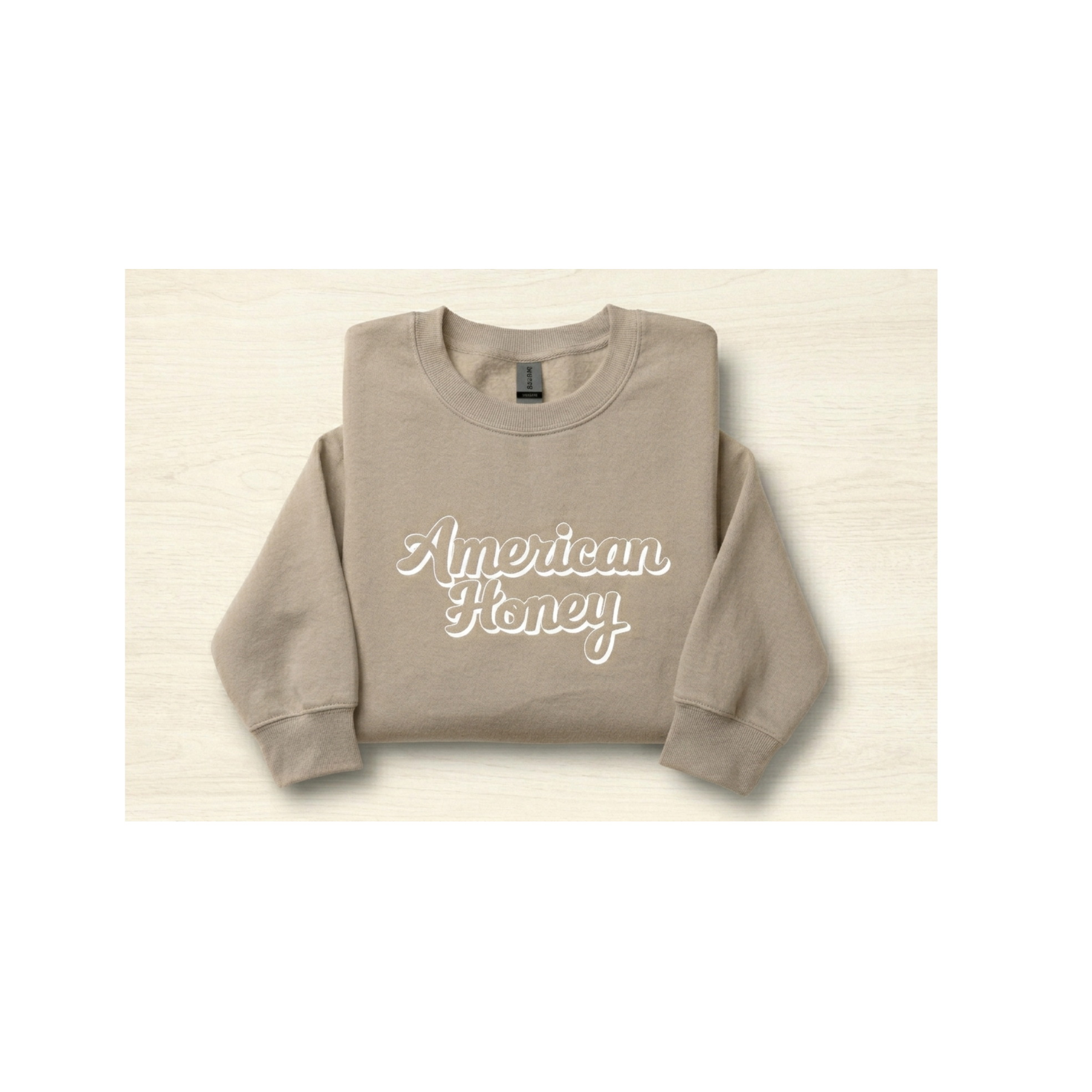 American Honey Embroidered Crewneck - Gildan 18000 (Indigo & Sand)