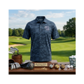 All 18 Golf Men's Monterey Performance Golf Polo - Navy or White Camo Print