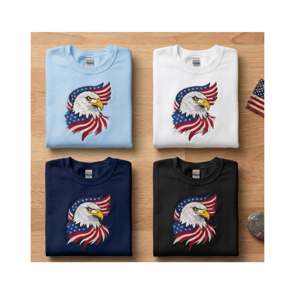 American Eagle Embroidered Sweatshirt | Unisex Gildan Heavy Blend Crewneck