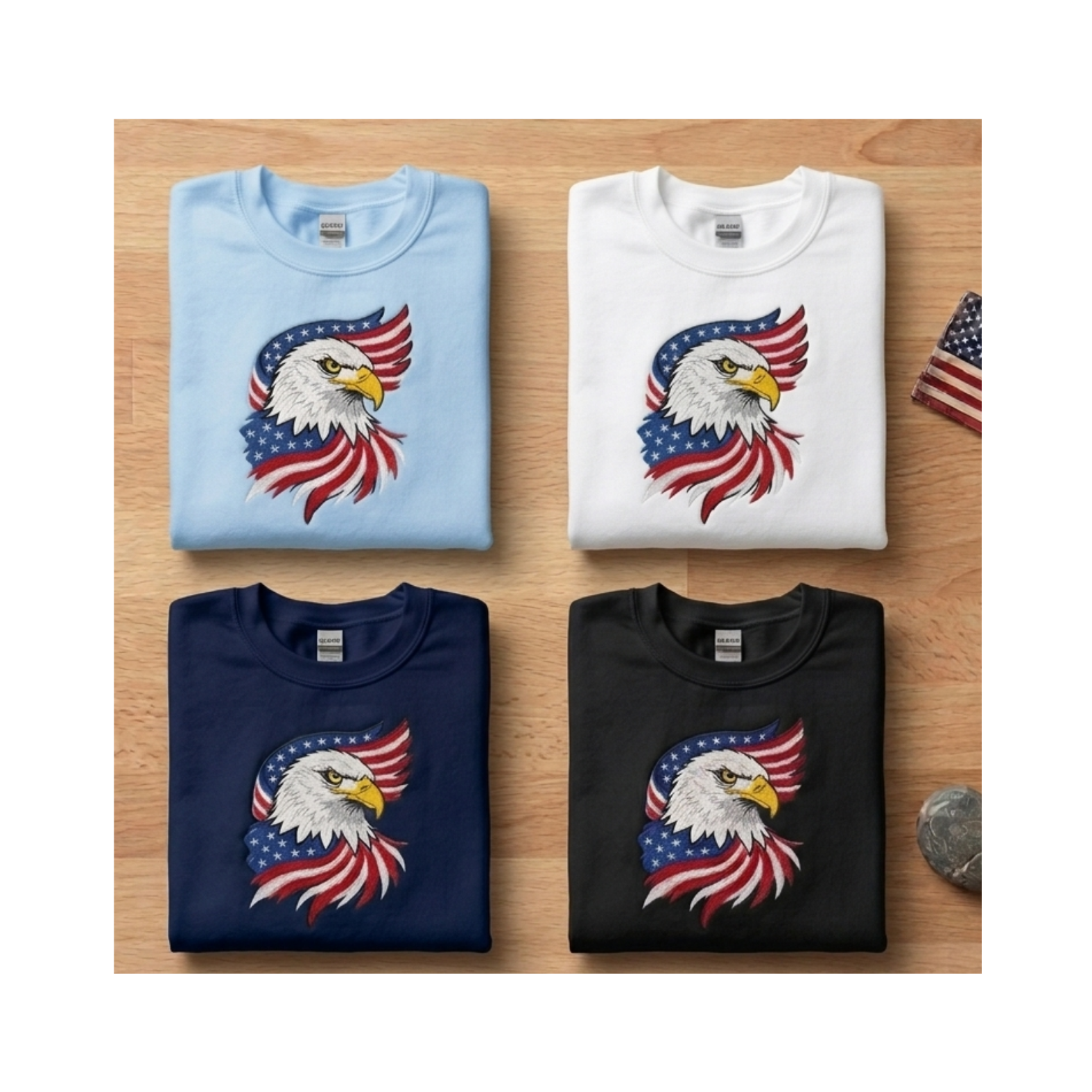 American Eagle Embroidered Sweatshirt | Unisex Gildan Heavy Blend Crewneck