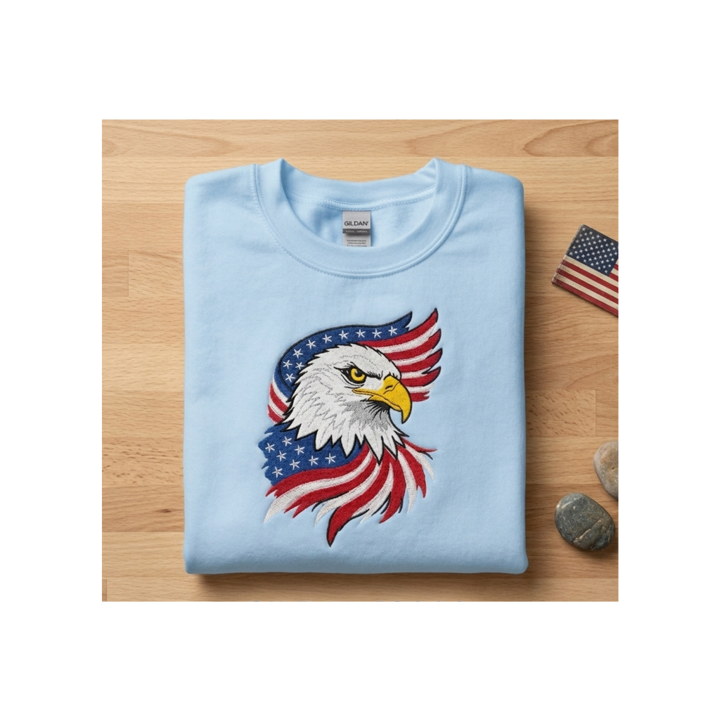 American Eagle Embroidered Sweatshirt | Unisex Gildan Heavy Blend Crewneck