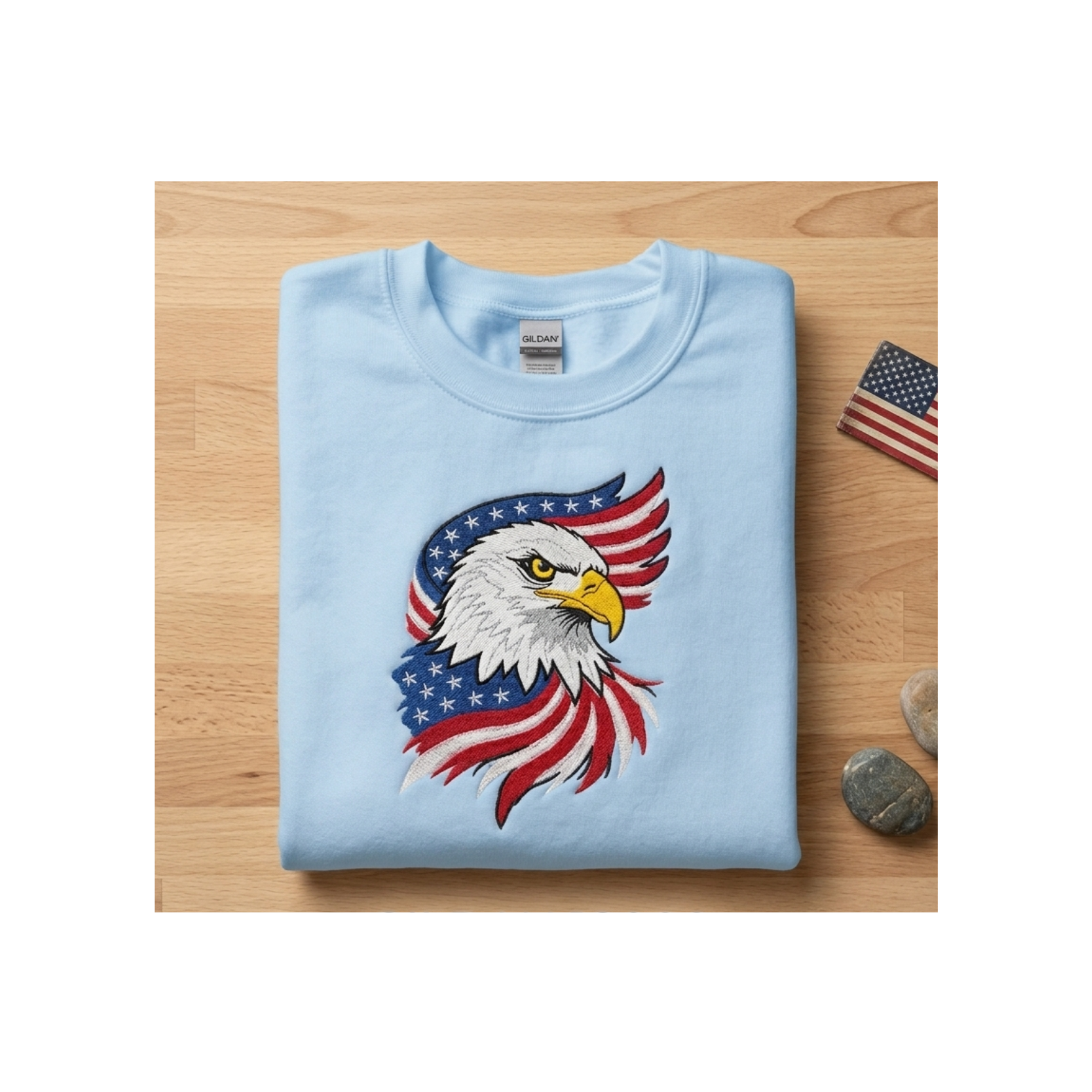 American Eagle Embroidered Sweatshirt | Unisex Gildan Heavy Blend Crewneck