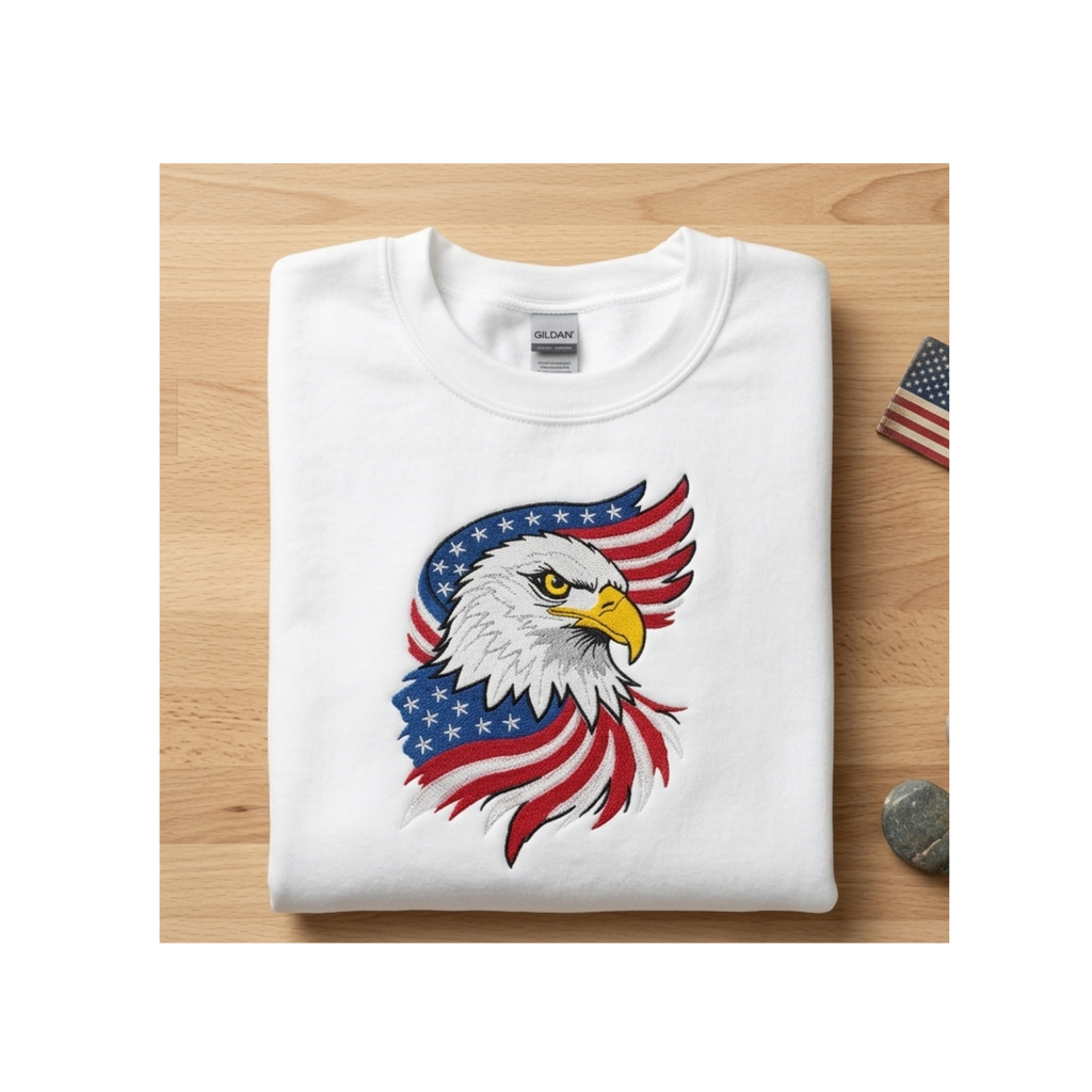 American Eagle Embroidered Sweatshirt | Unisex Gildan Heavy Blend Crewneck
