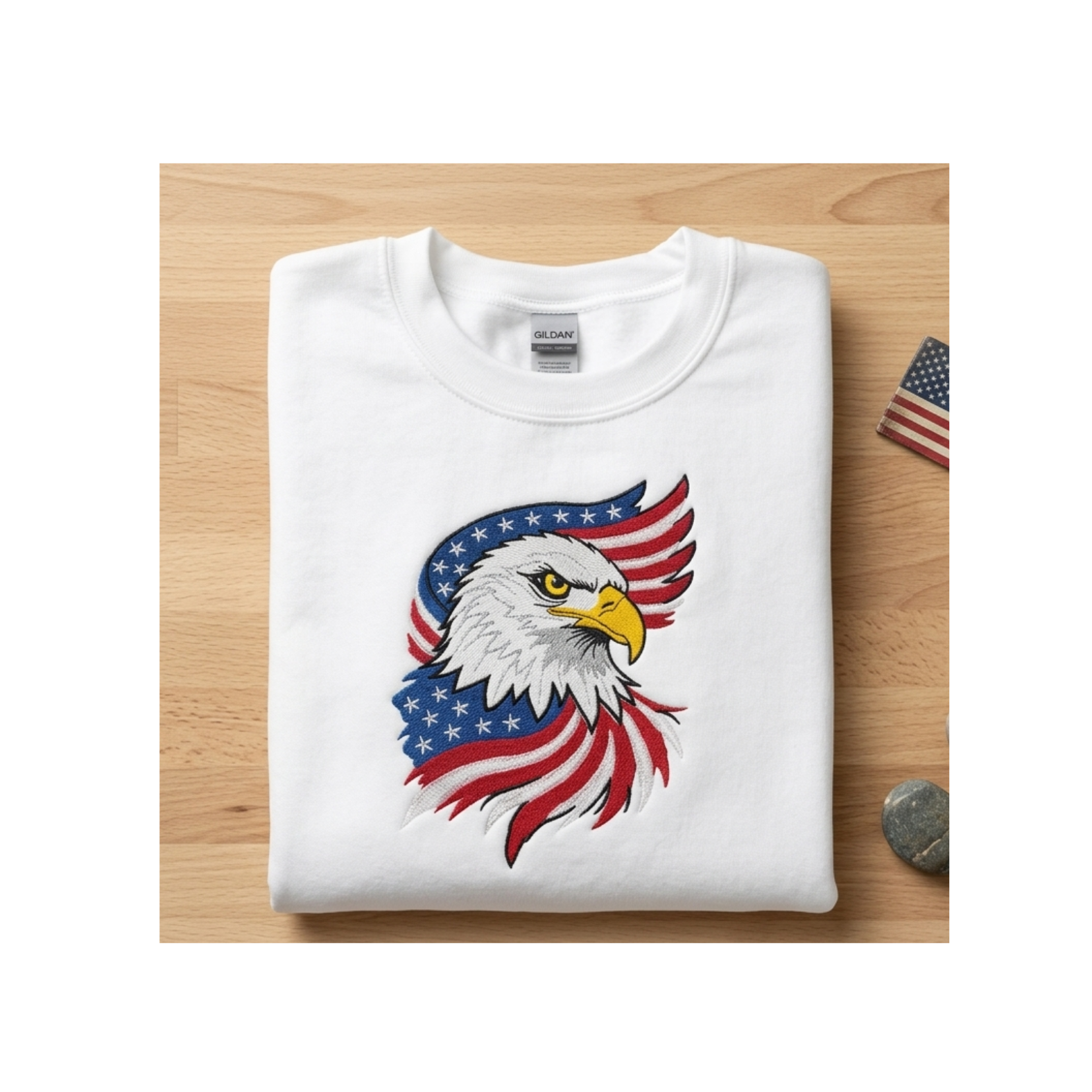 American Eagle Embroidered Sweatshirt | Unisex Gildan Heavy Blend Crewneck