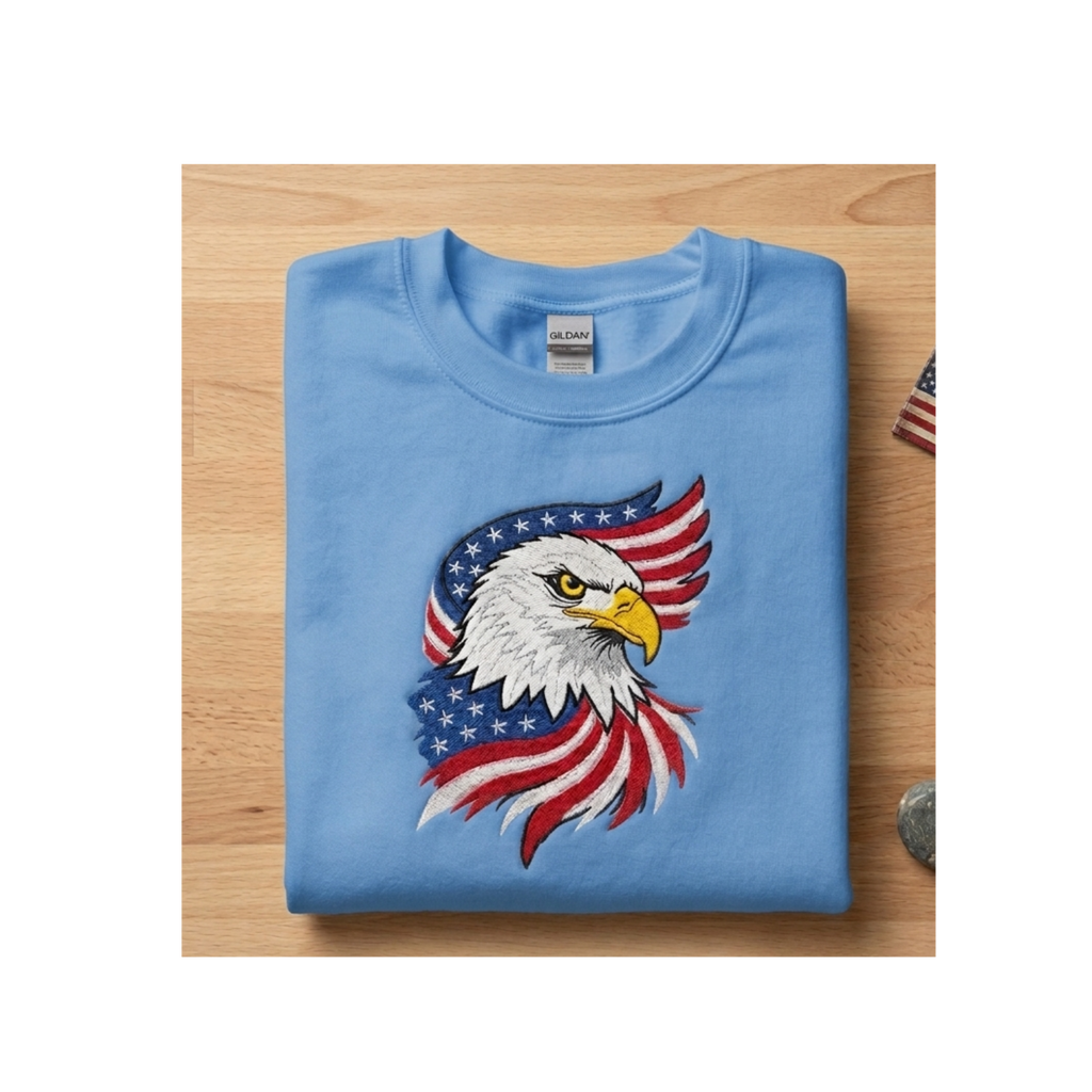 American Eagle Embroidered Sweatshirt | Unisex Gildan Heavy Blend Crewneck