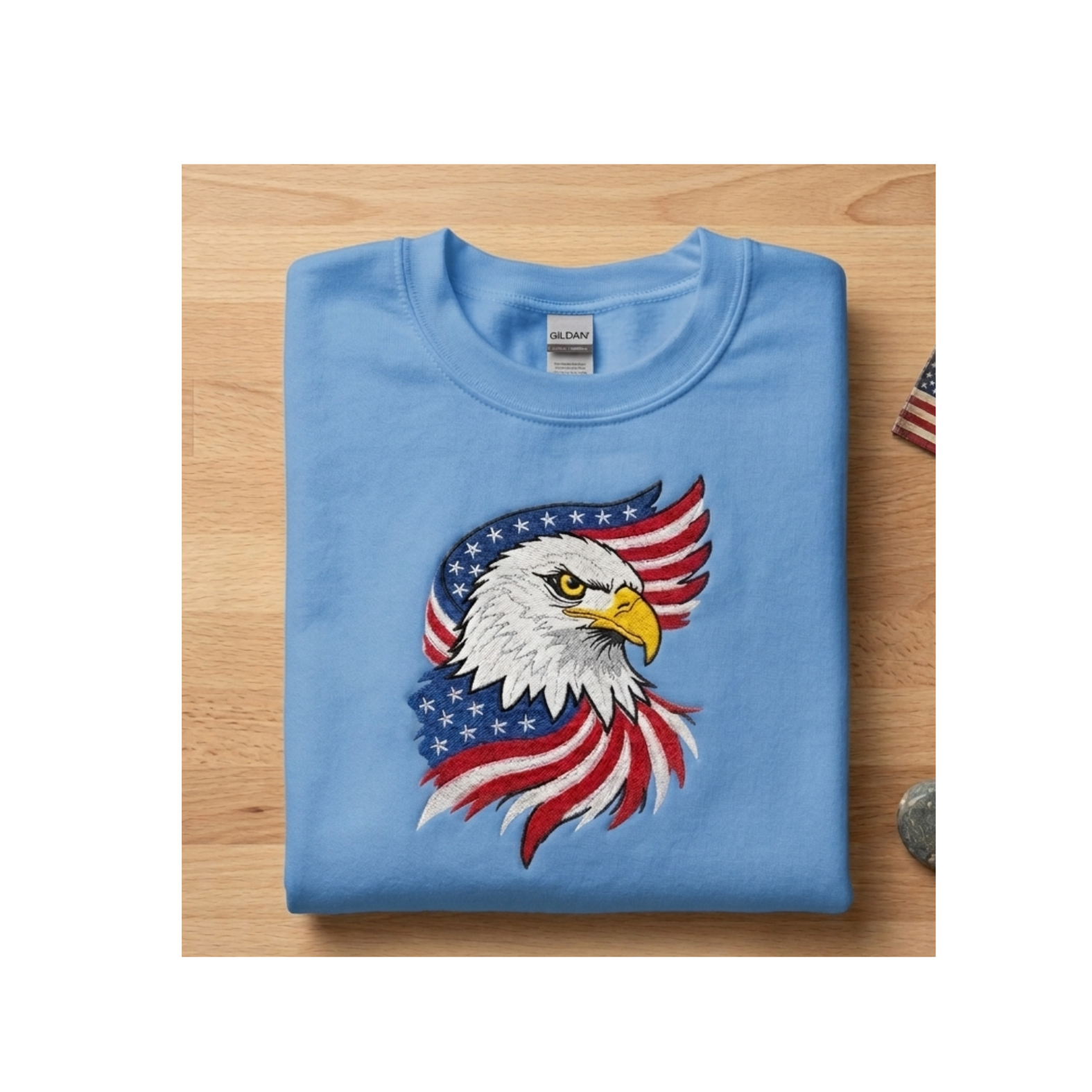 American Eagle Embroidered Sweatshirt | Unisex Gildan Heavy Blend Crewneck