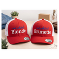 Red White and Blonde or Brunette Custom 3d Puff Embroidered Trucker Hat | Fourth of July 4th Merch | Patriotic Snapback Mesh Cap