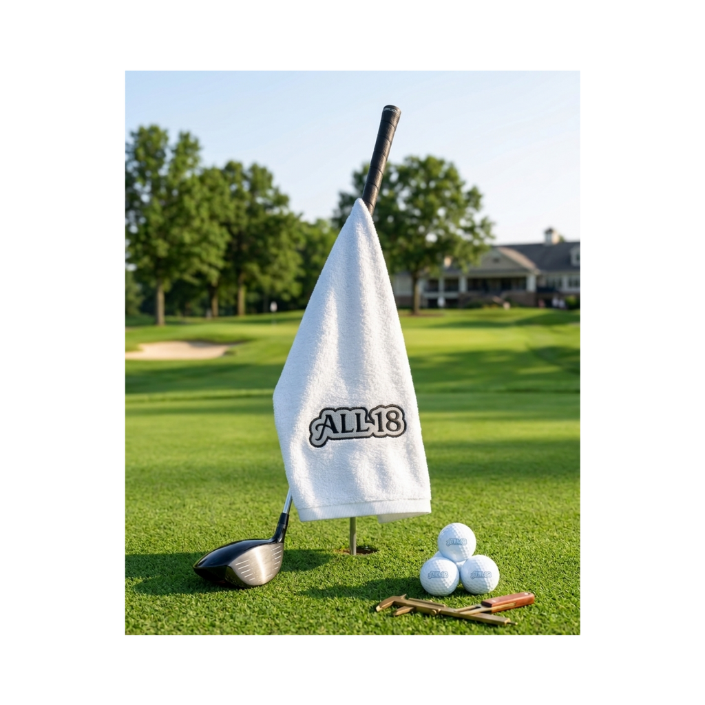 All 18 Custom Embroidered Premium Tri-Fold Golf Towel