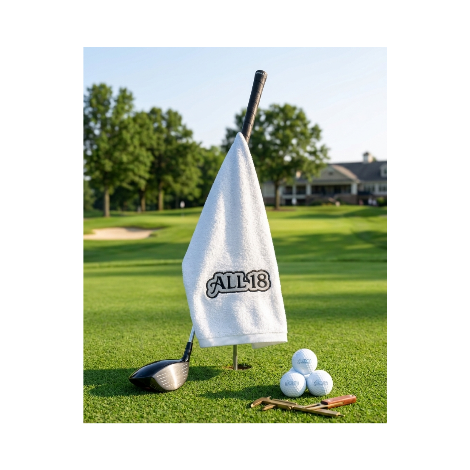 All 18 Custom Embroidered Premium Tri-Fold Golf Towel