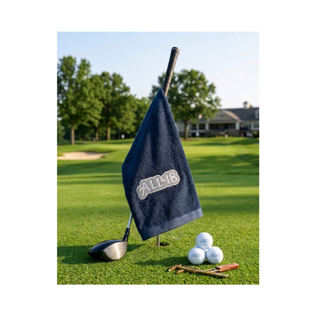 All 18 Custom Embroidered Premium Tri-Fold Golf Towel