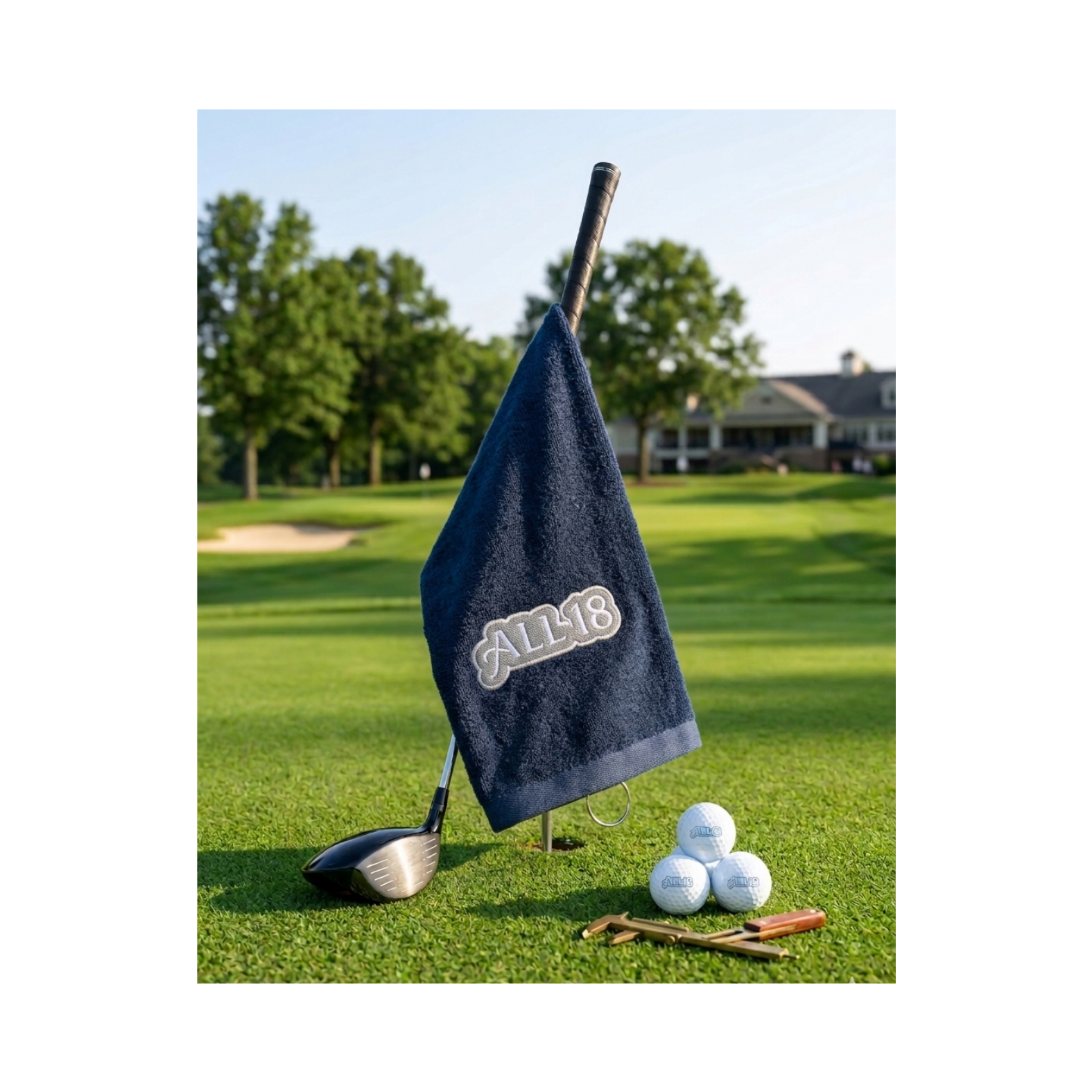All 18 Custom Embroidered Premium Tri-Fold Golf Towel