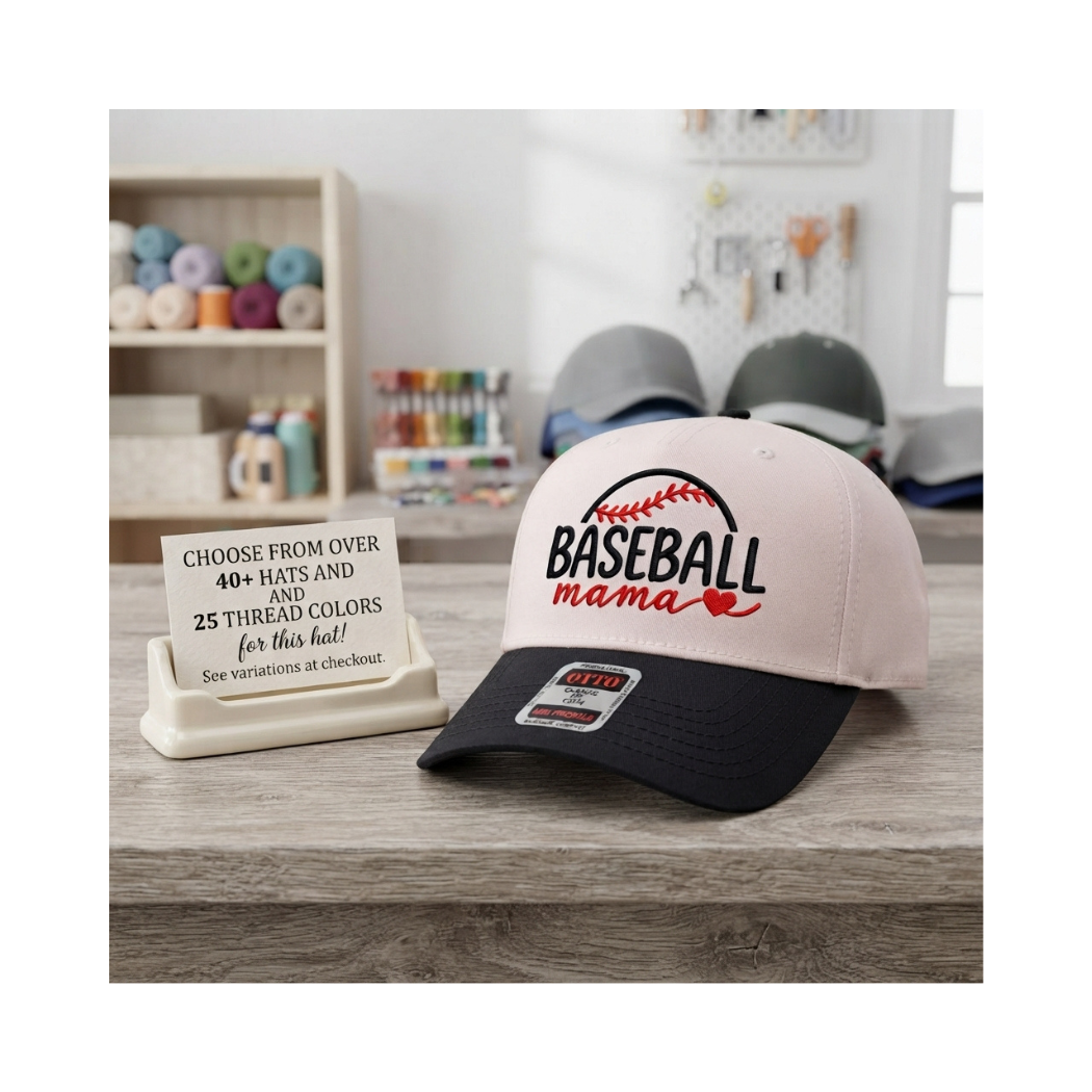Baseball Mama Hat, Custom Embroidered Baseball Mom Cap, Choice of 40+ Hats & 25 Threads