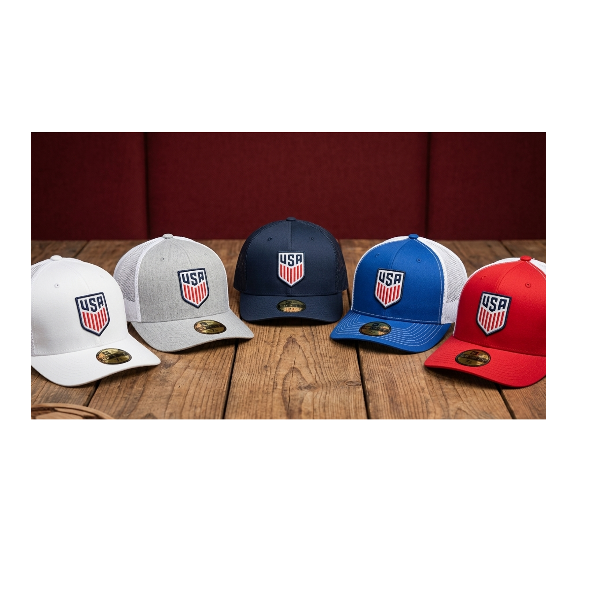 USA Shield Logo  3D puff Snapback Trucker Hat - Multiple Colors