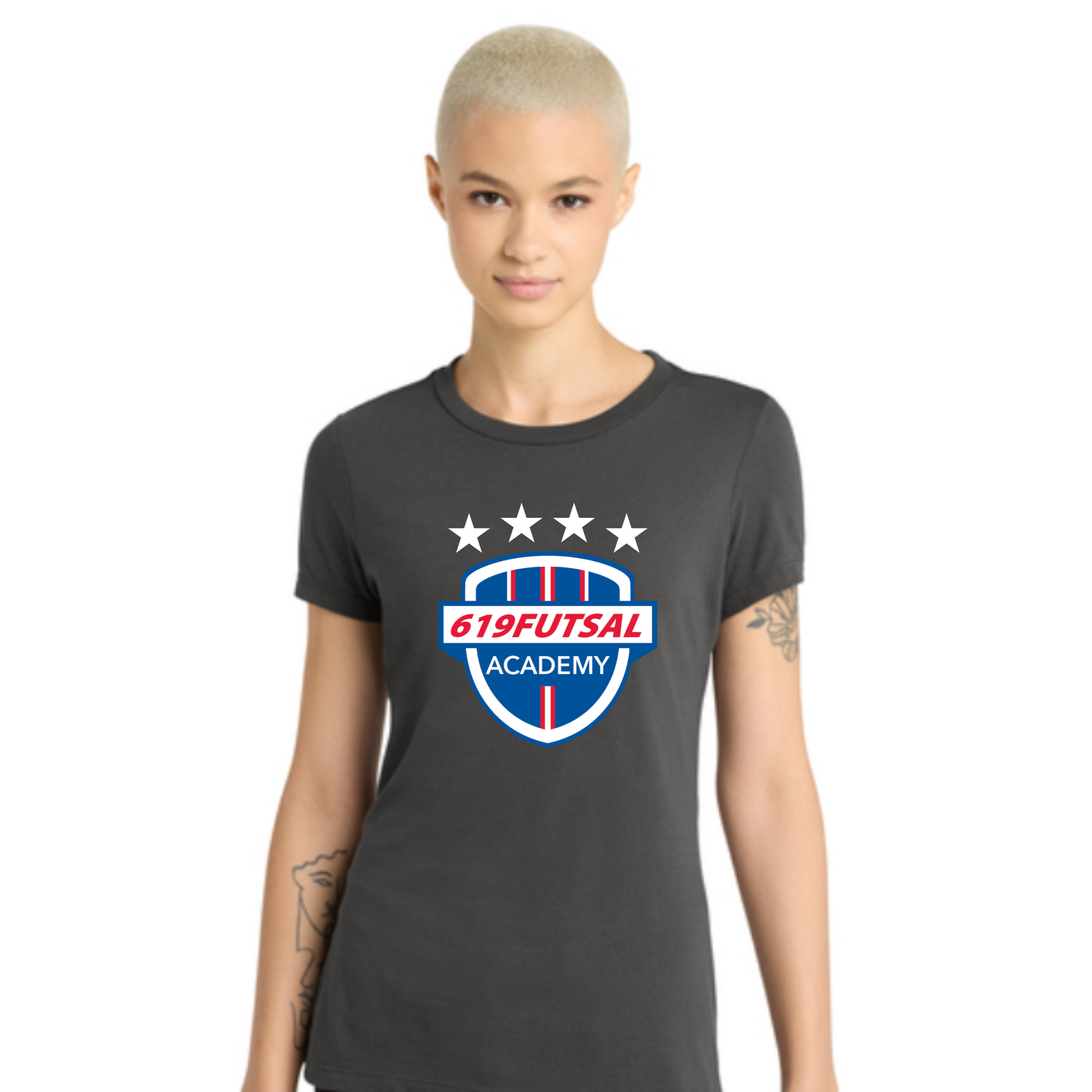 619Futsal District® Women’s Perfect Blend® CVC Tee Colors: Heathered Royal, Black, Charcoal