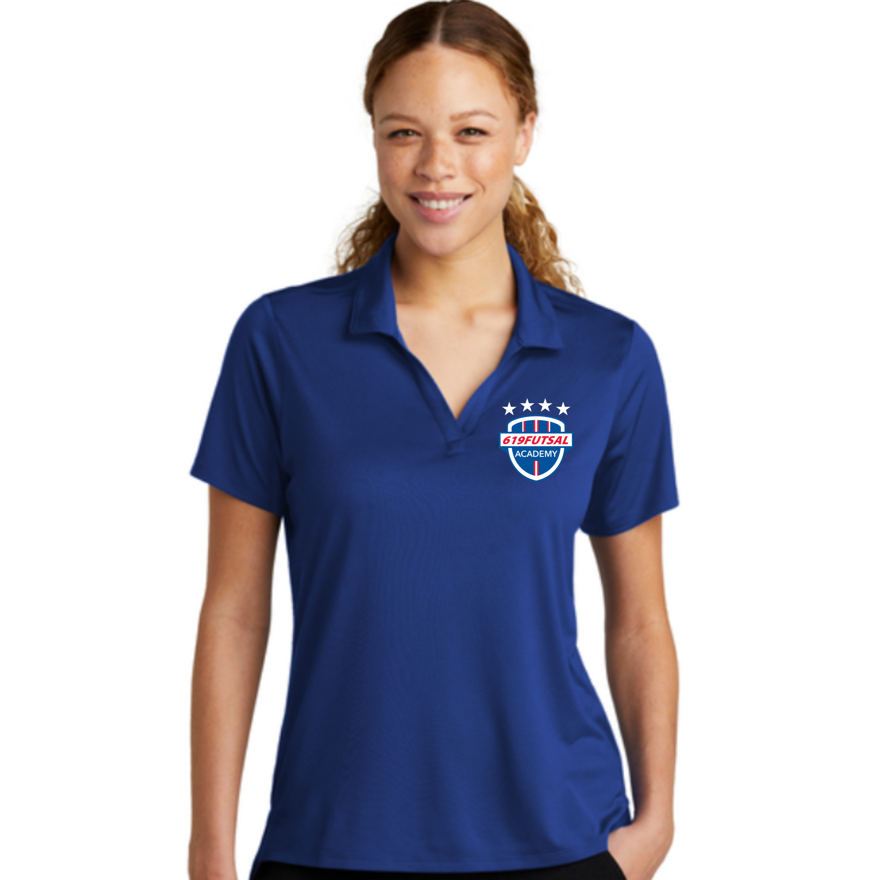 619futsal Sport-Tek® Women's Sideline Polo Embroidered Logo Colors: Black, True Royal