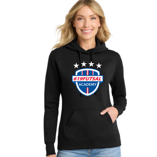 619futsal Port & Co™ Women's Core Fleece Pullover Hooded Sweatshirt Colors: Black, Navy, Heathered Royal, Athletic Heather