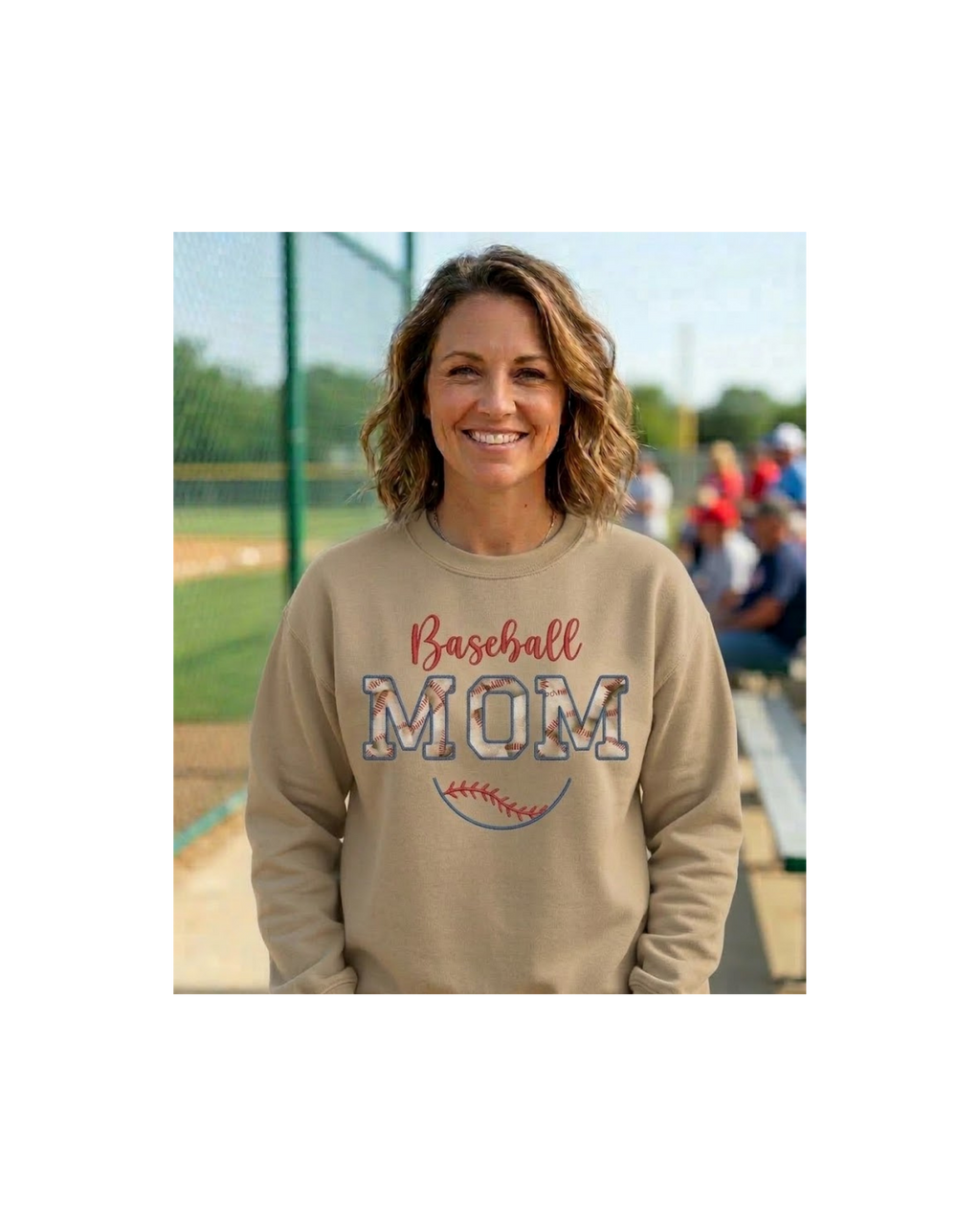 Baseball Mom Sweatshirt Embroidered Applique