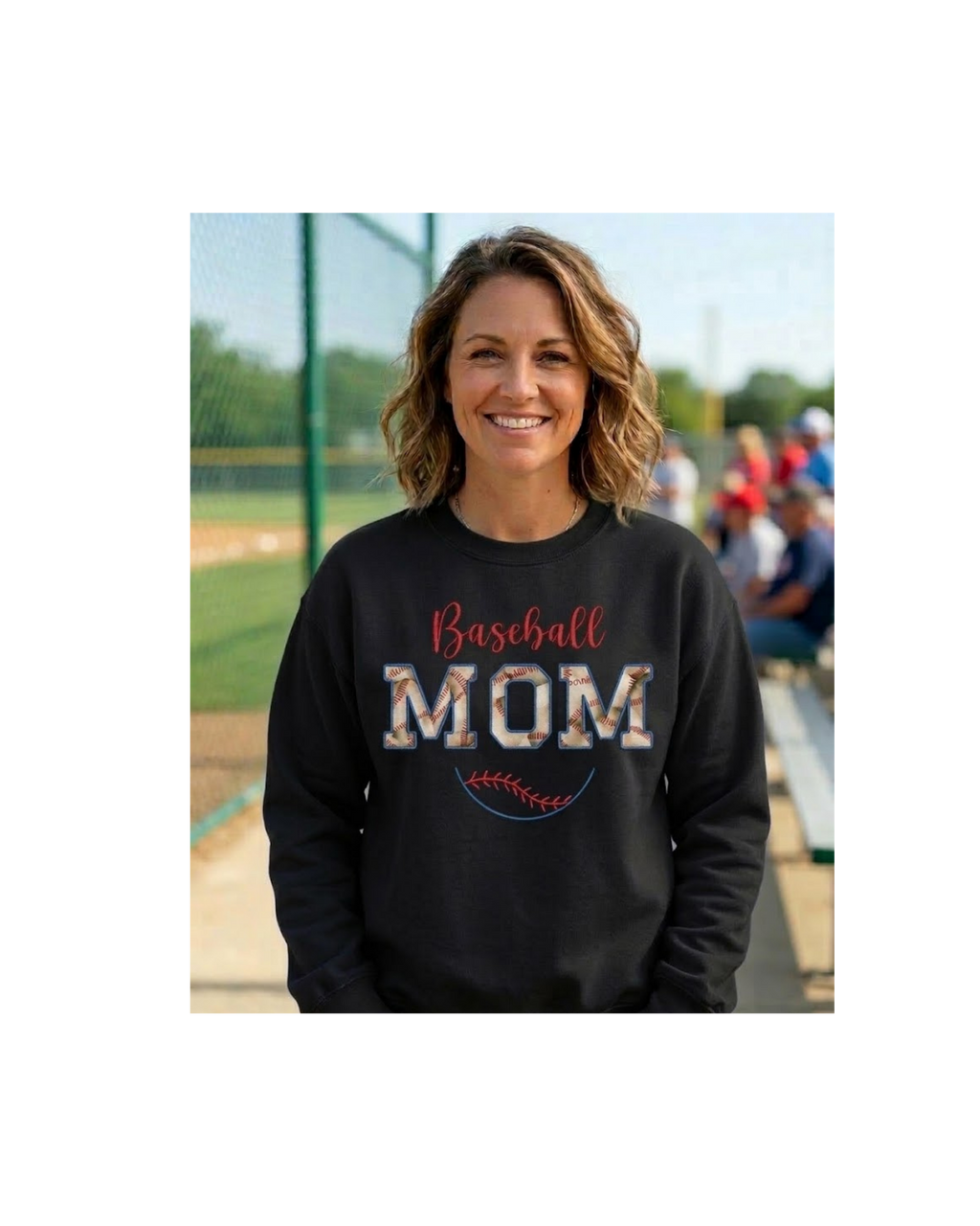 Baseball Mom Sweatshirt Embroidered Applique