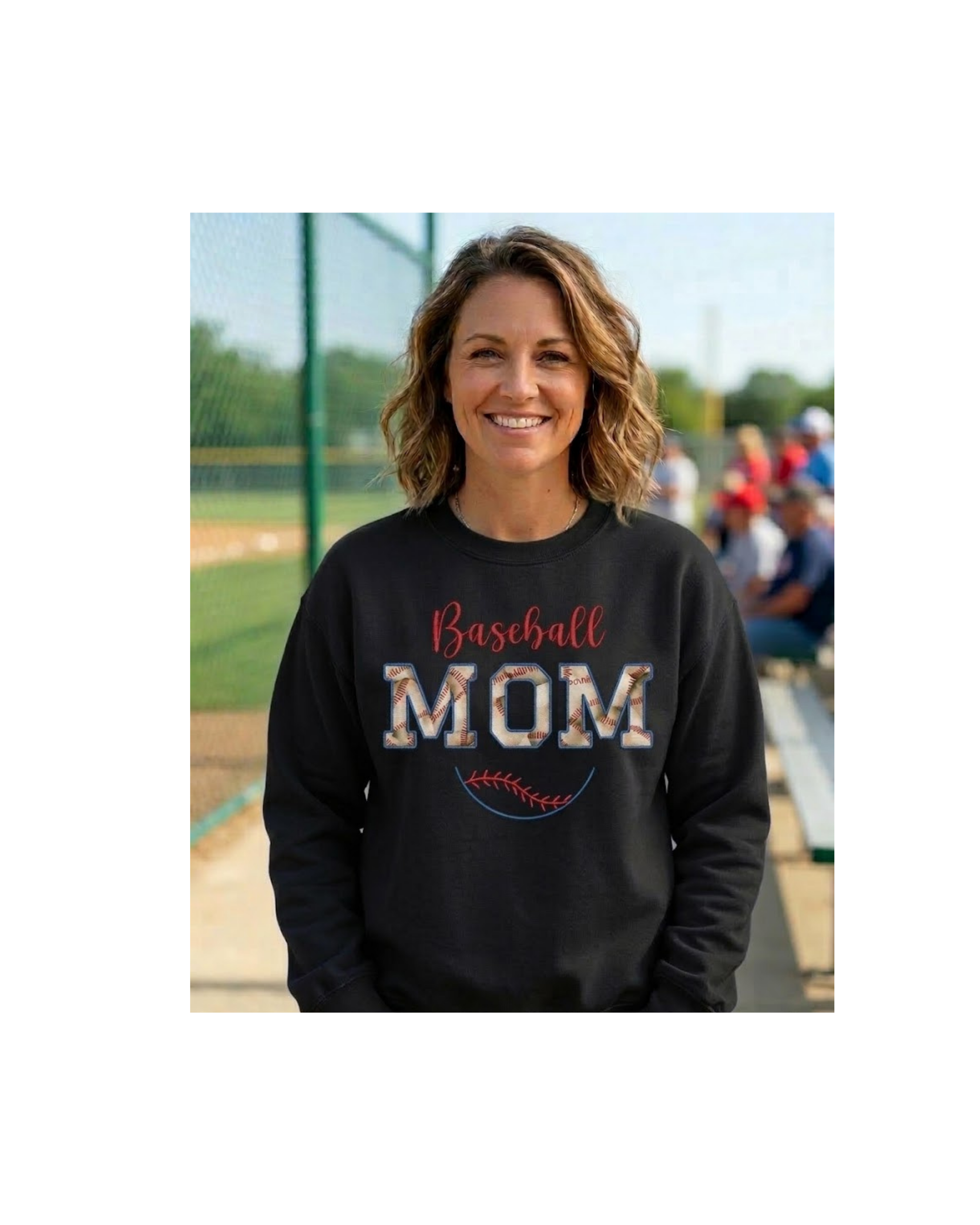 Baseball Mom Sweatshirt Embroidered Applique