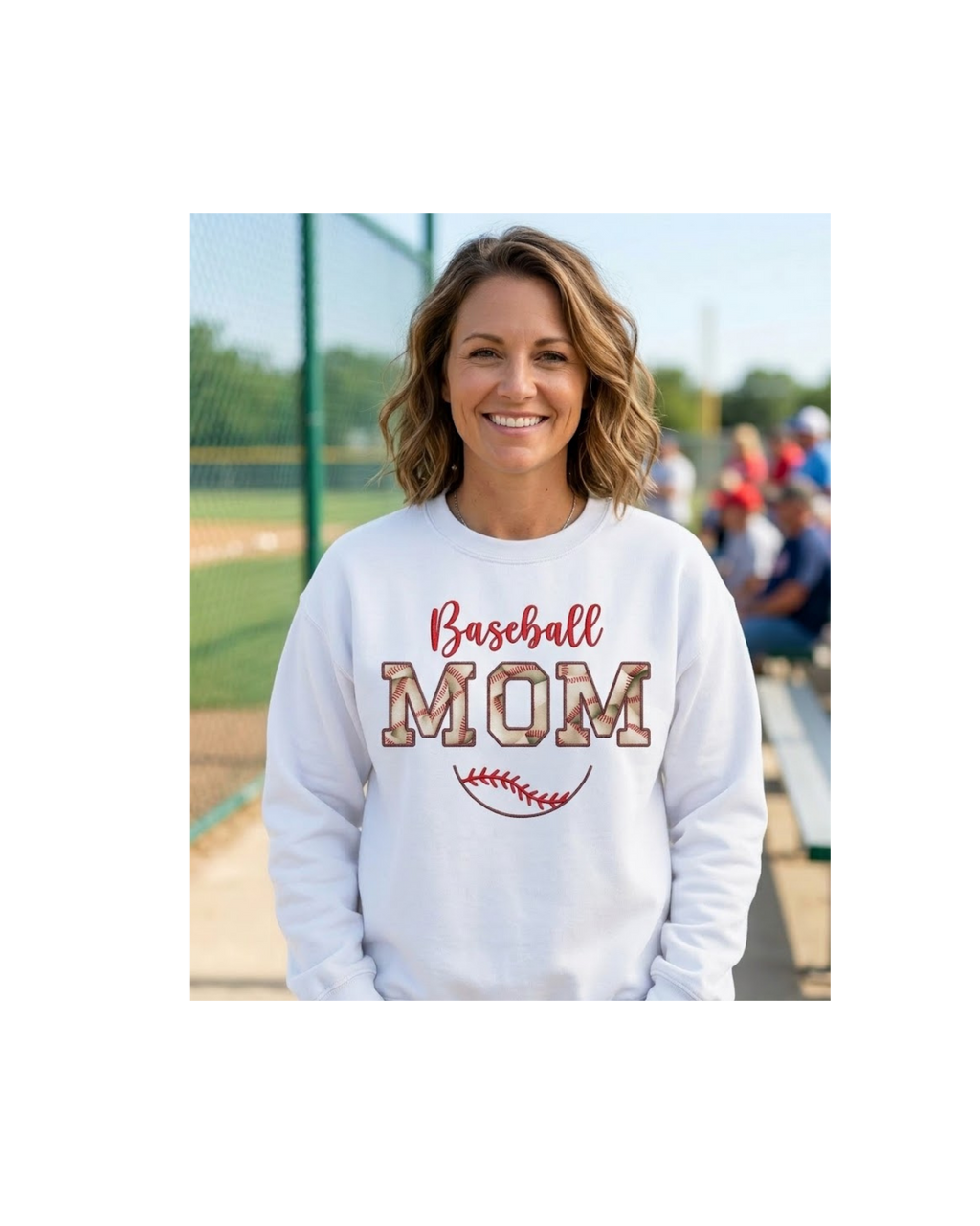 Baseball Mom Sweatshirt Embroidered Applique