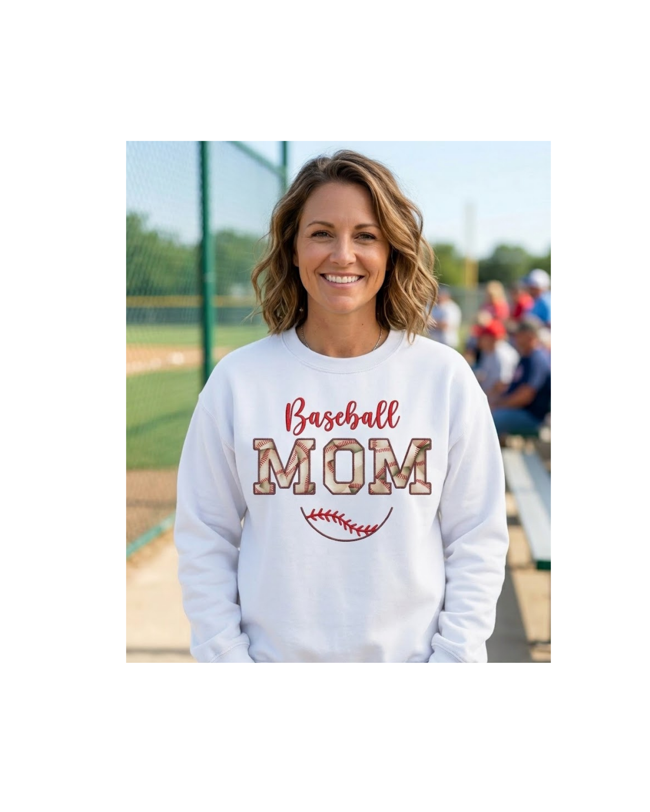 Baseball Mom Sweatshirt Embroidered Applique