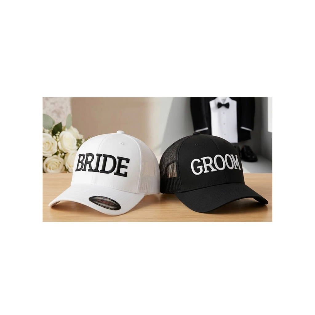 Bride Groom 3D Puff Embroidery Hat