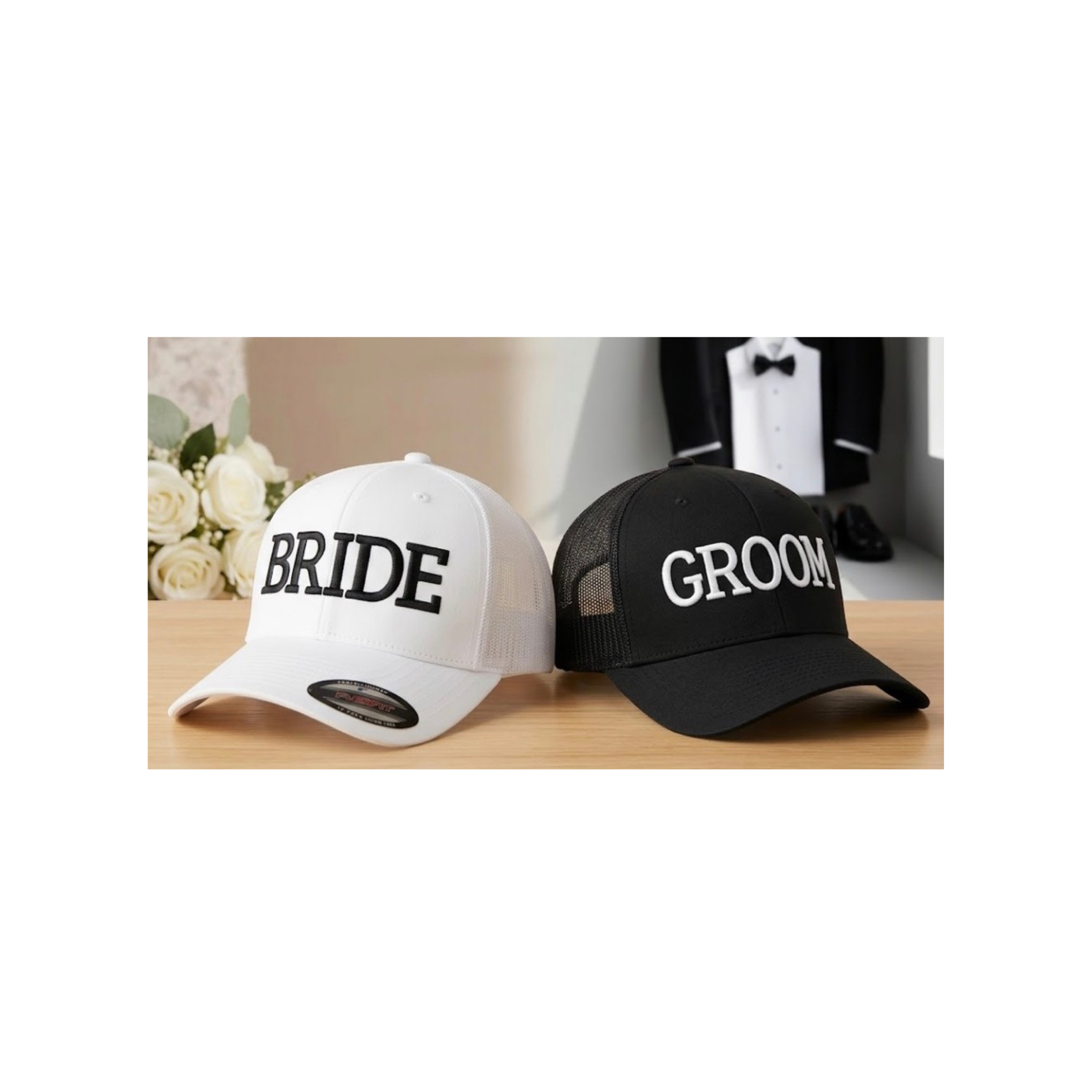 Bride Groom 3D Puff Embroidery Hat