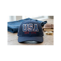 USA Est 1776 Hat: Navy 3D Puff Embroidery Red Glitter Applique