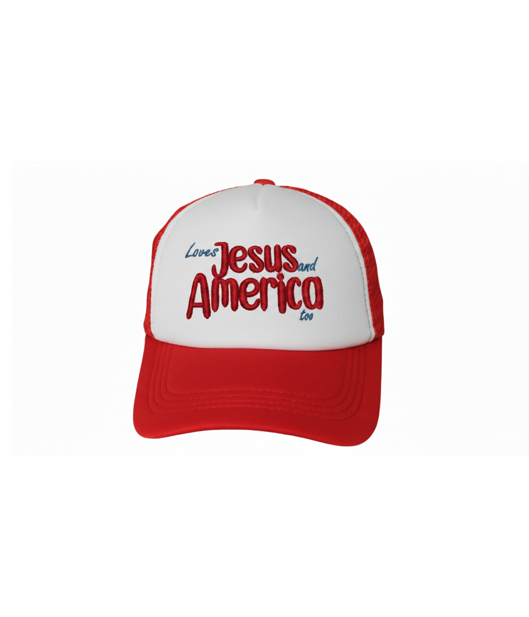 Loves Jesus and America Too Hat (3D Puff Embroidery)