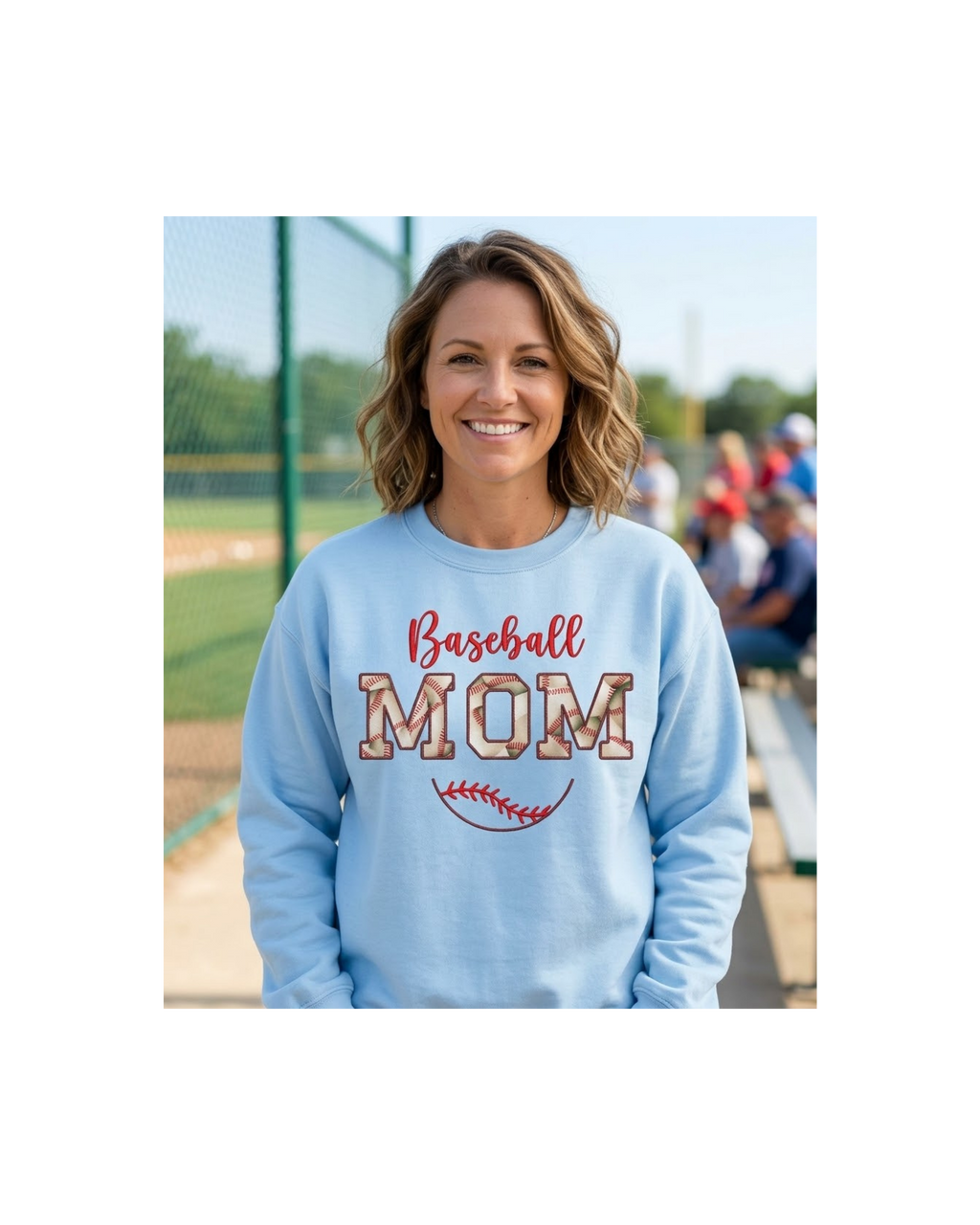 Baseball Mom Sweatshirt Embroidered Applique
