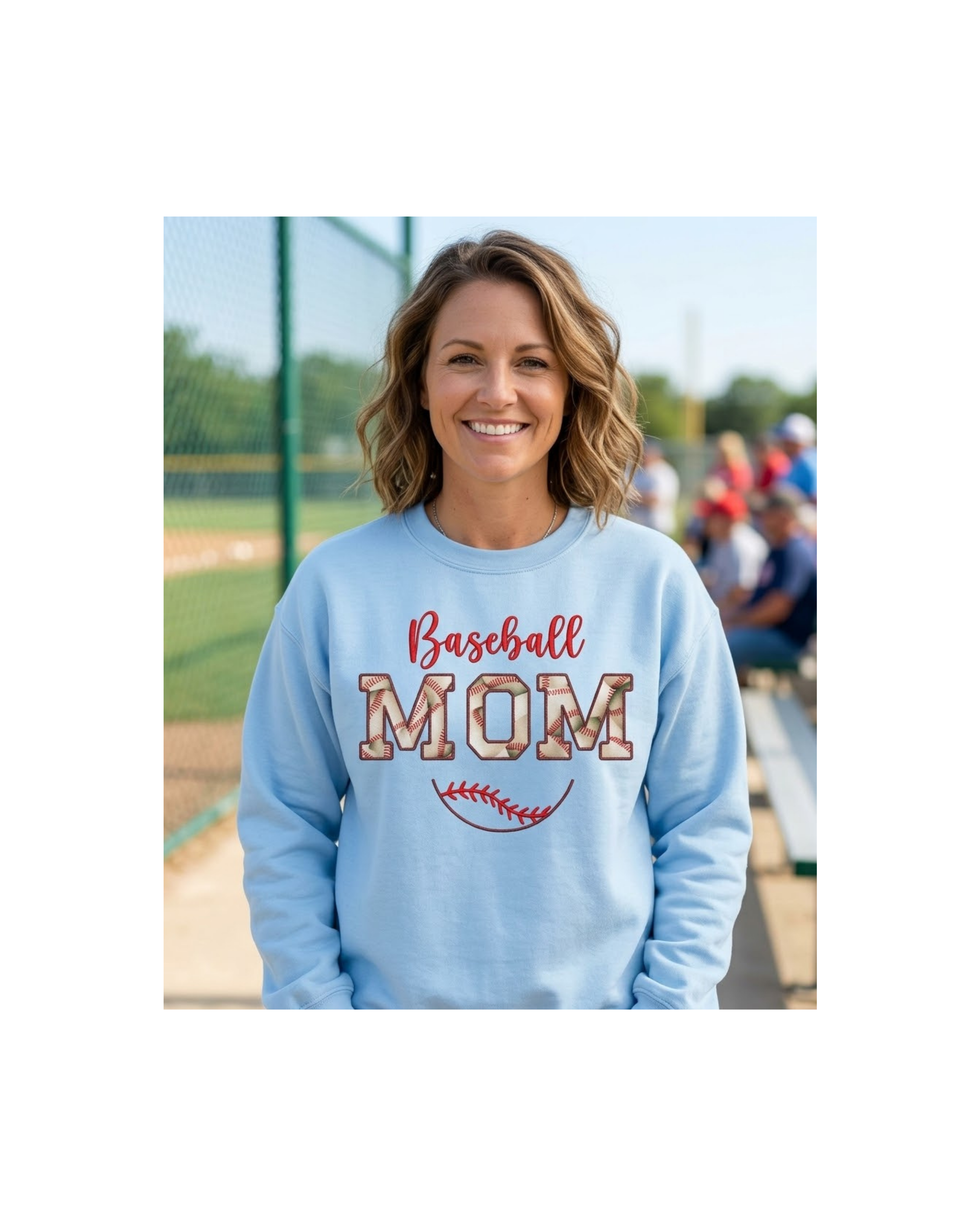 Baseball Mom Sweatshirt Embroidered Applique