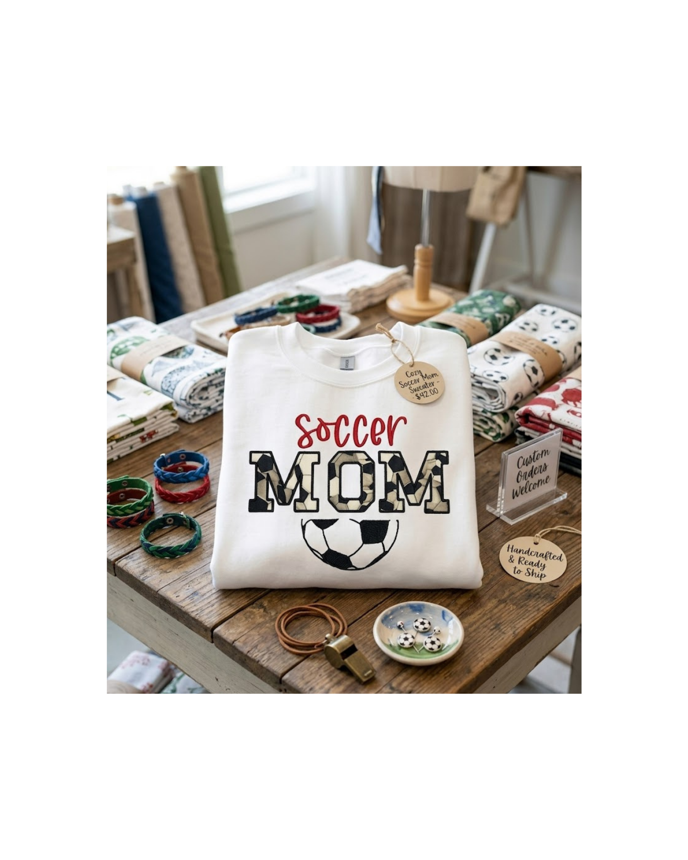 Soccer Mom Sweatshirt Embroidered Applique
