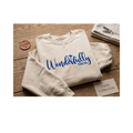 Embroidered Wonderfully Made Crewneck Sweatshirt | Psalm 139:14 Faith Collection | Gildan 18000 White & Sand Custom Apparel