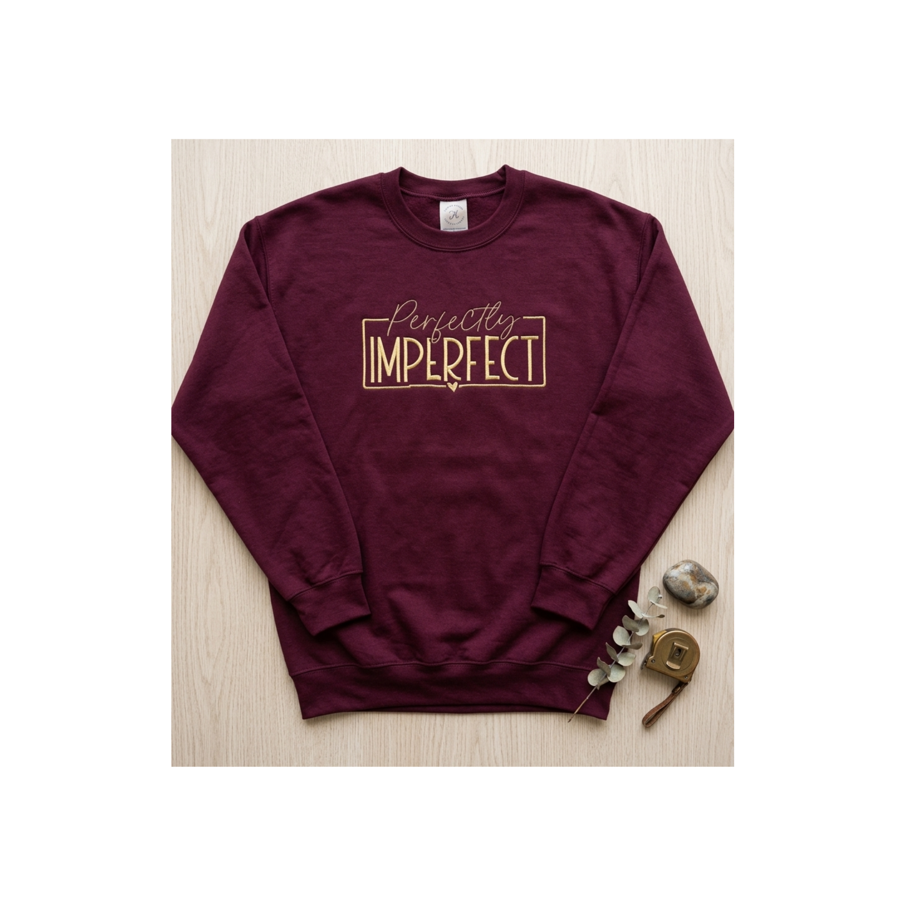 Perfectly Imperfect Embroidered Maroon or Black Crewneck - Premium Fleece Pullover