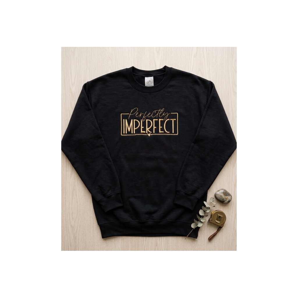 Perfectly Imperfect Embroidered Maroon or Black Crewneck - Premium Fleece Pullover