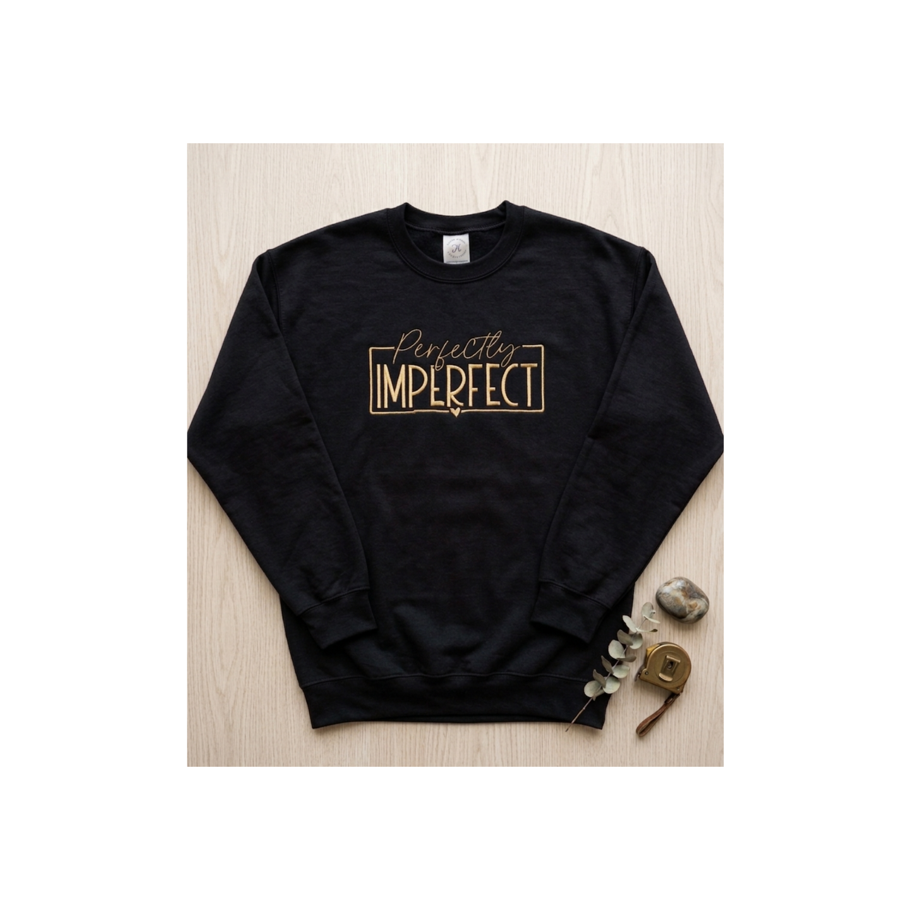 Perfectly Imperfect Embroidered Maroon or Black Crewneck - Premium Fleece Pullover
