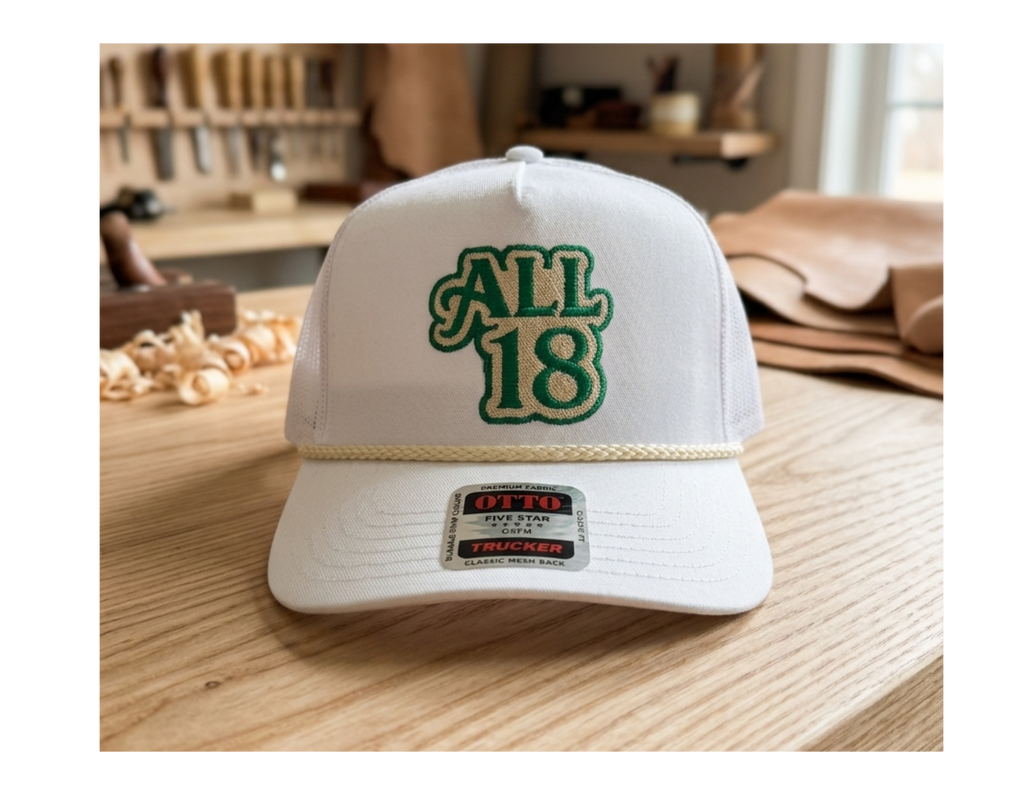 ALL 18 Classic Rope Trucker Cap – White / Green | OTTO 39-071
