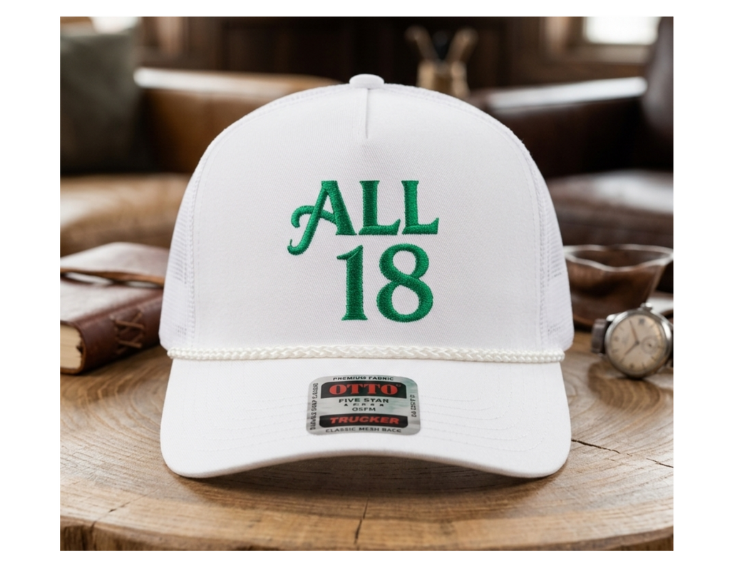ALL 18 Classic Rope Trucker Cap – Solid White & Green | OTTO 39-071