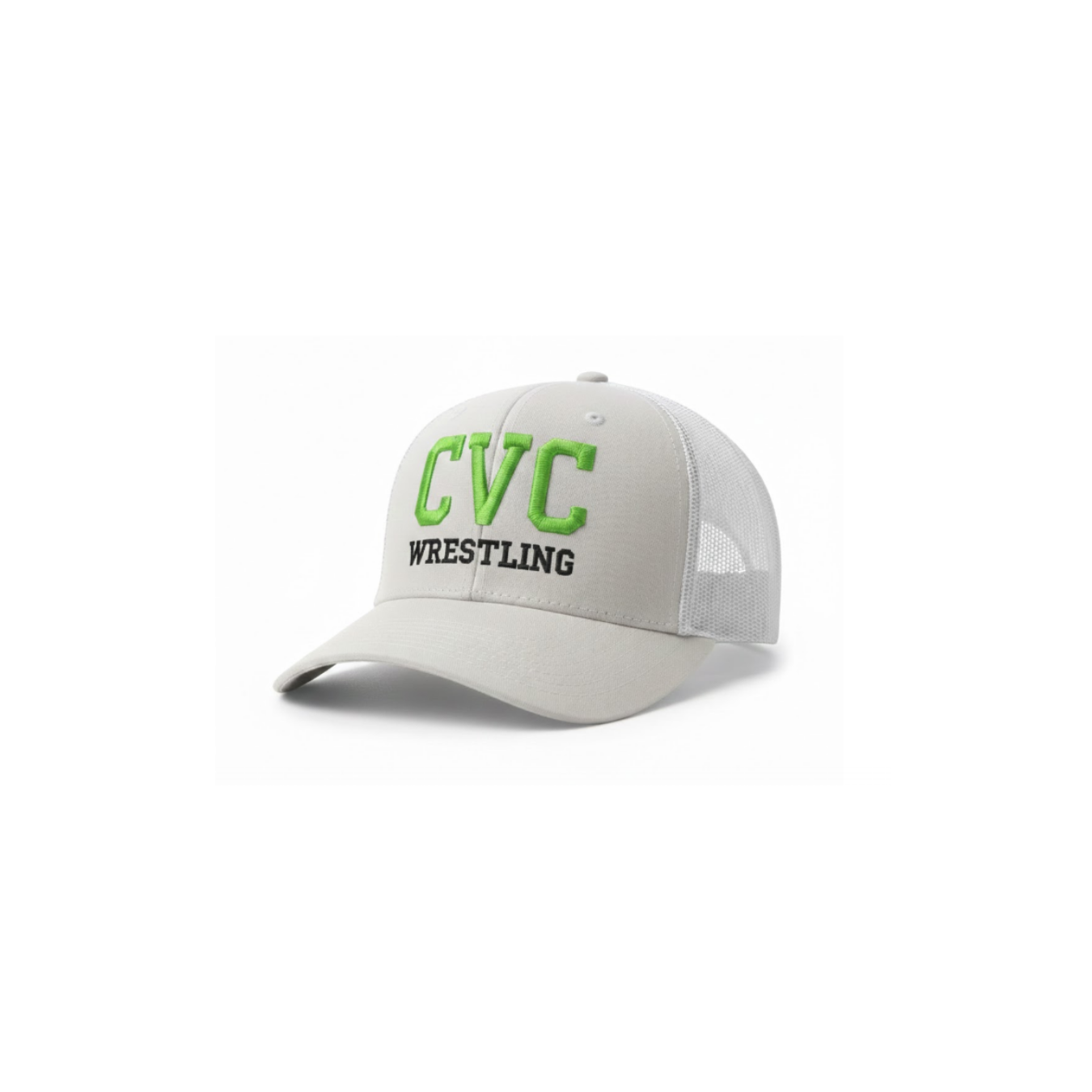 CVC Wrestling Puff Decky 6 Panel Classic Trucker Hat Mid Profile- White