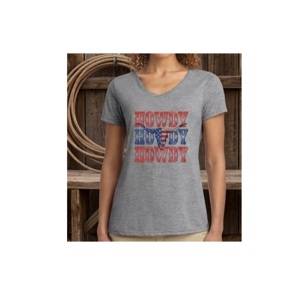 Western Howdy T-shirt: Crewneck & V-Neck Styles