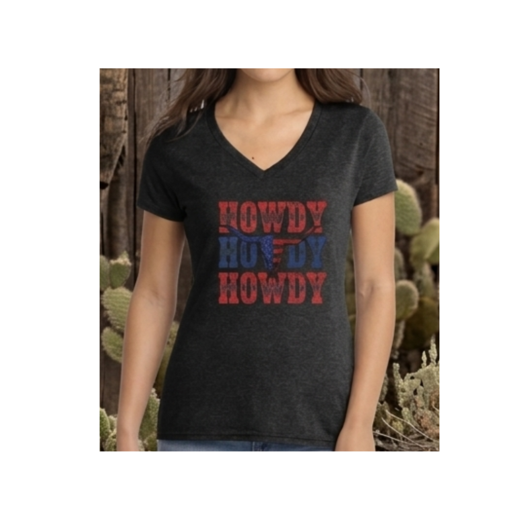 Western Howdy T-shirt: Crewneck & V-Neck Styles